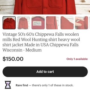 RARE VINTAGE RED WOOL PERFECT SHIRT JACKET HUNTING
